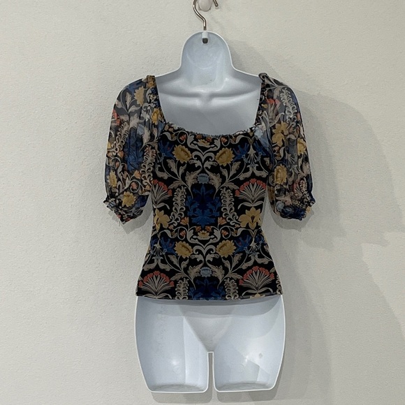 INC Floral Print Sheer Crop Top Size XS - Picture 5 of 6